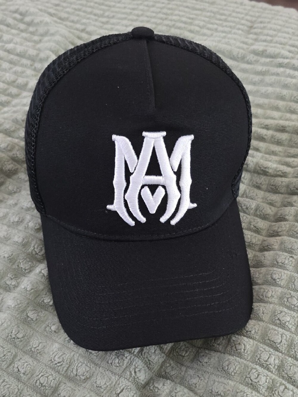 AMIRI Black Trucker Hat with White Monogram - Picture 3 of 8
